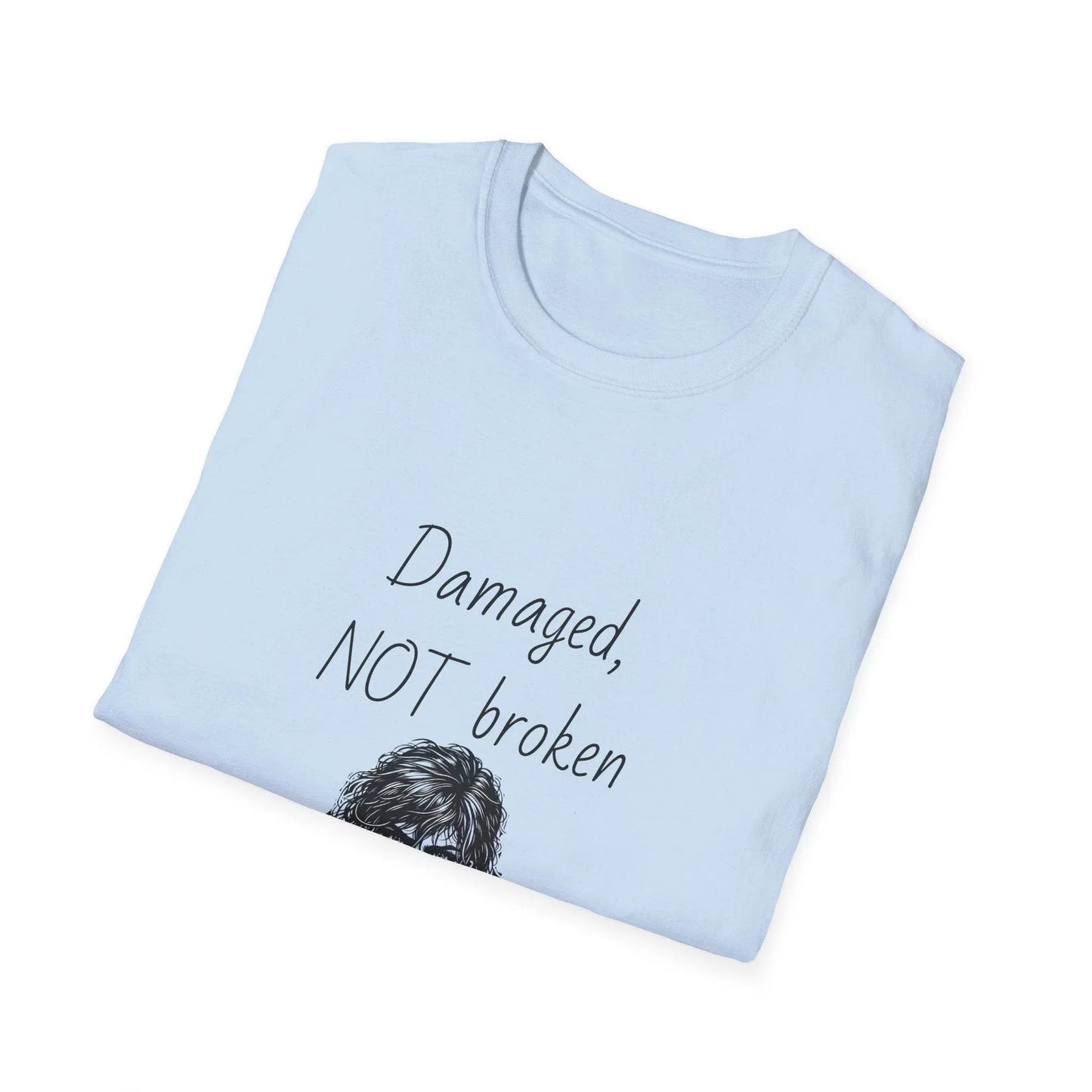 Fierce Survivor Unisex Softstyle T-Shirt - 'Damaged, NOT broken' - The Dreamer's Bookshop.