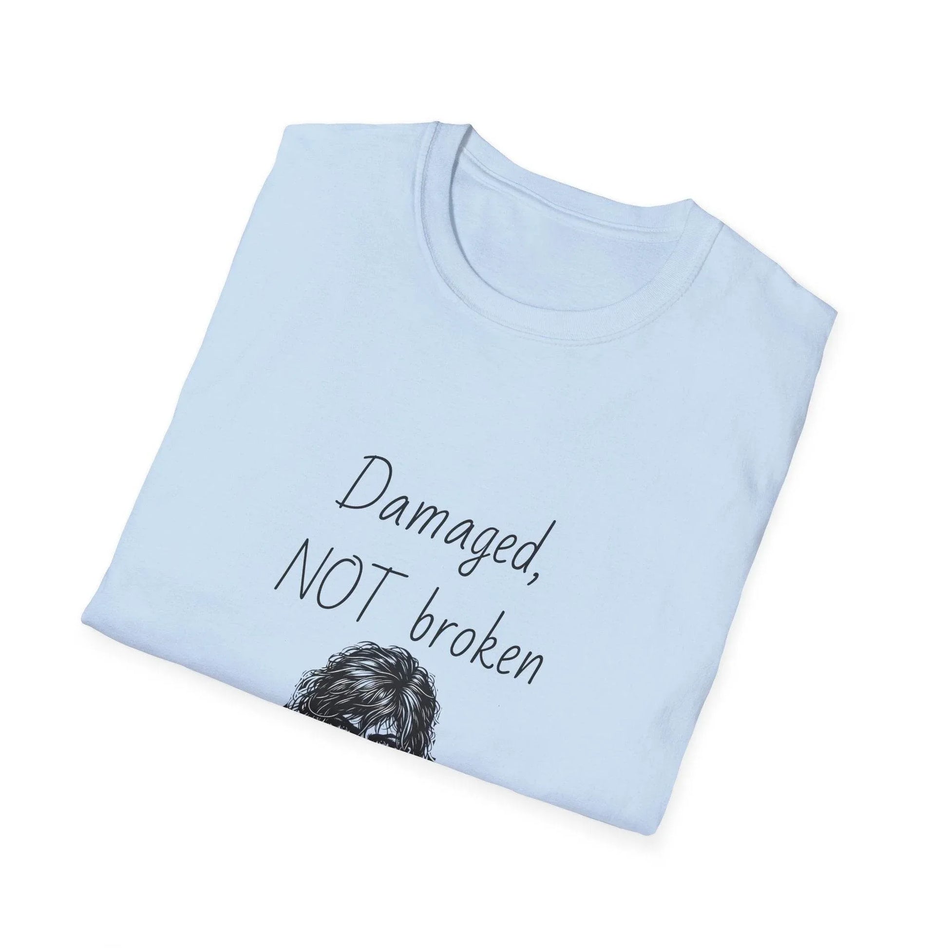 Fierce Survivor Unisex Softstyle T-Shirt - 'Damaged, NOT broken' - The Dreamer's Bookshop.