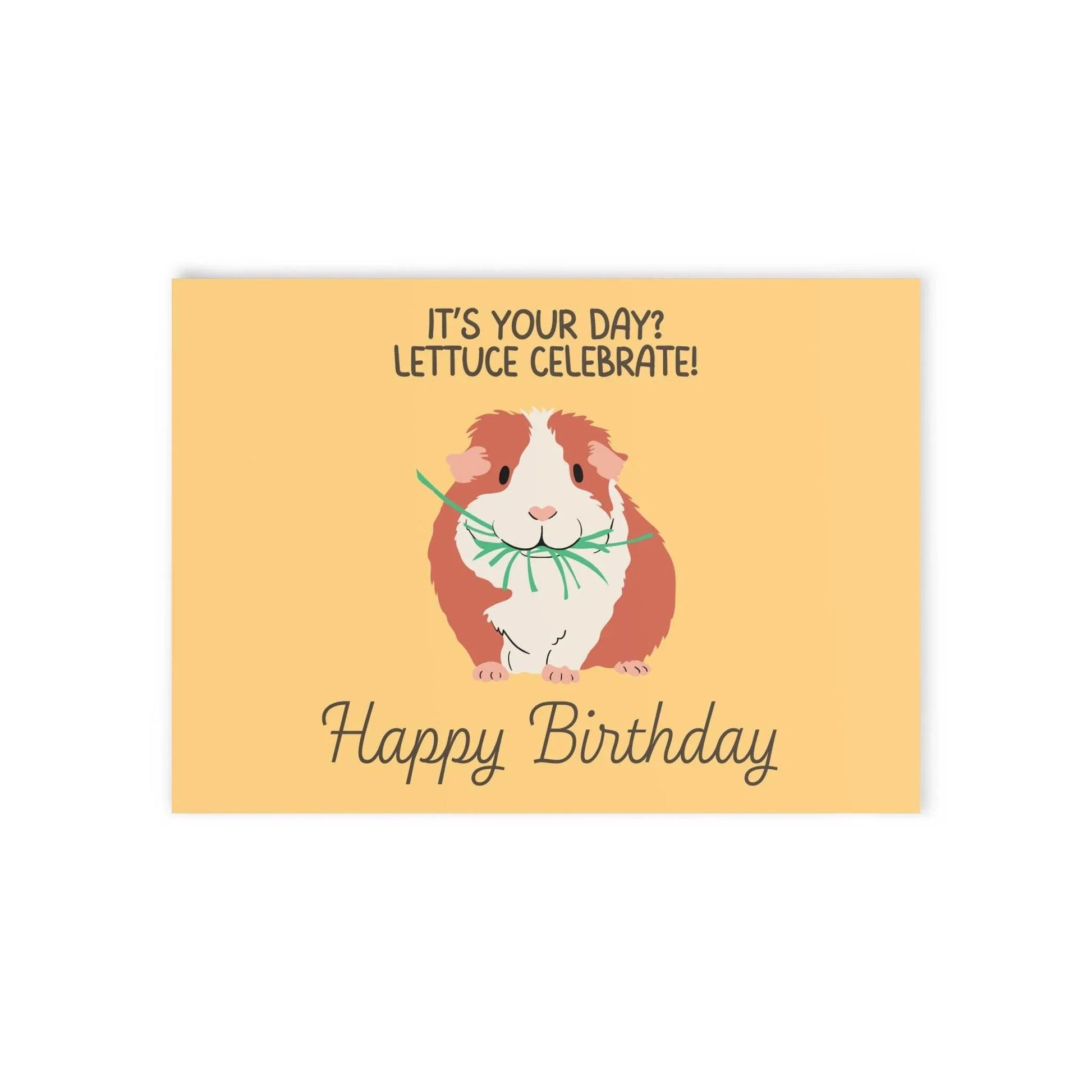 The Dreamer's Bookshop Cute "Lettuce Celebrate" Guinea Pig Birthday Card - The Dreamer's Bookshop.