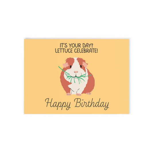 The Dreamer's Bookshop Cute "Lettuce Celebrate" Guinea Pig Birthday Card - The Dreamer's Bookshop.