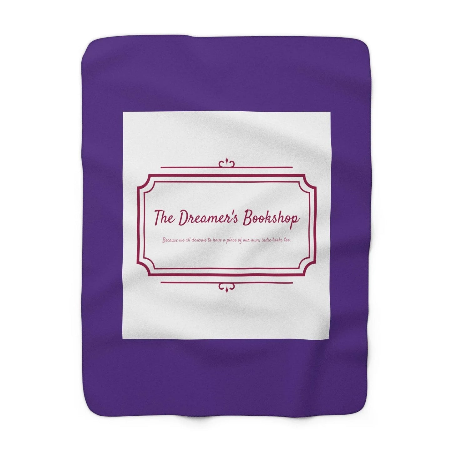Purple Cozy Sherpa Fleece Blanket - 'The Dreamer's Bookshop' Design - The Dreamer's Bookshop.
