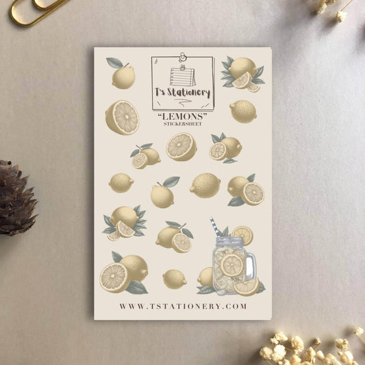 T's Stationery - Stickervel „Lemons” - The Dreamer's Bookshop.