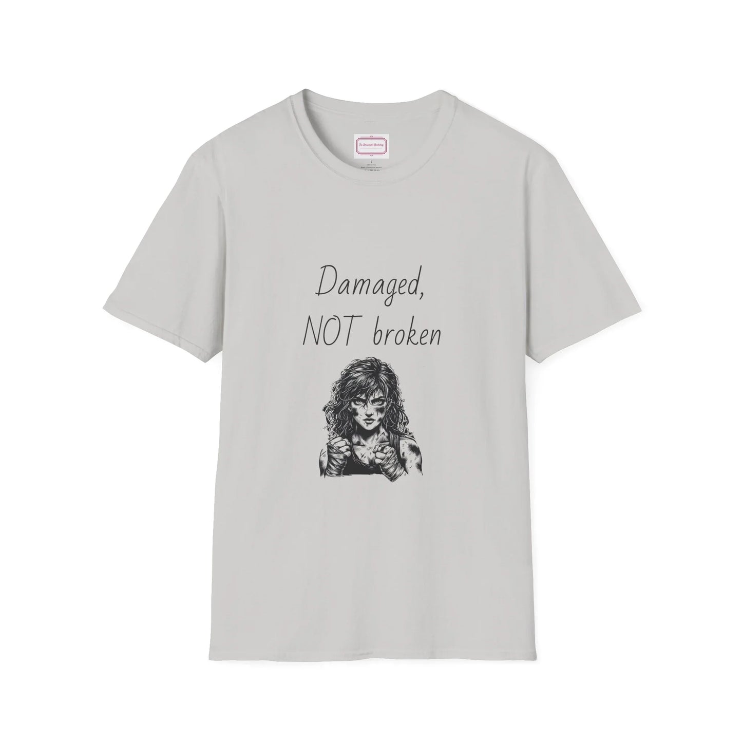 Inspirational Unisex Softstyle T-Shirt - "Damaged, NOT broken" - The Dreamer's Bookshop.