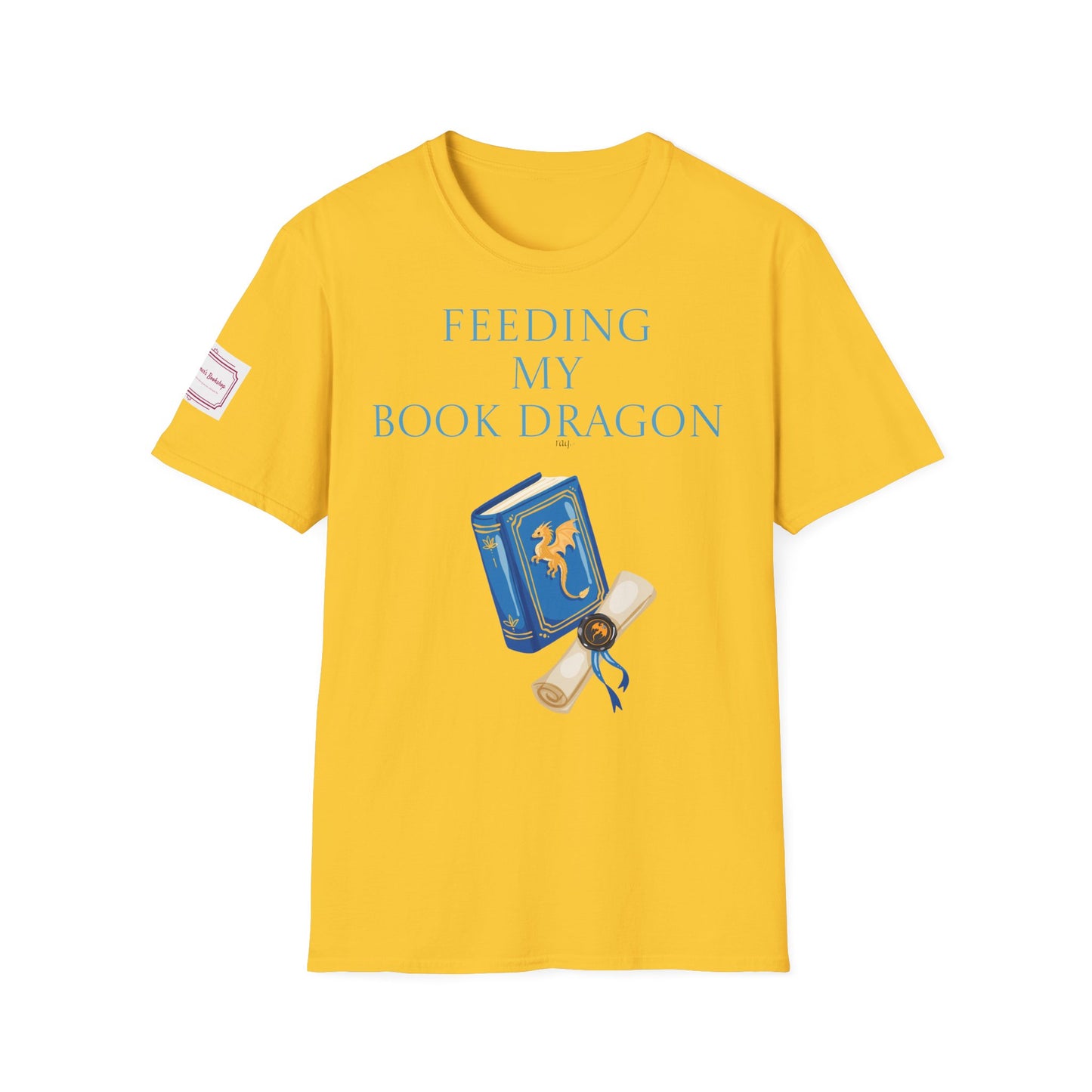 Inspirational Unisex Softstyle T-Shirt - 'Book Dragon' Motivational Design