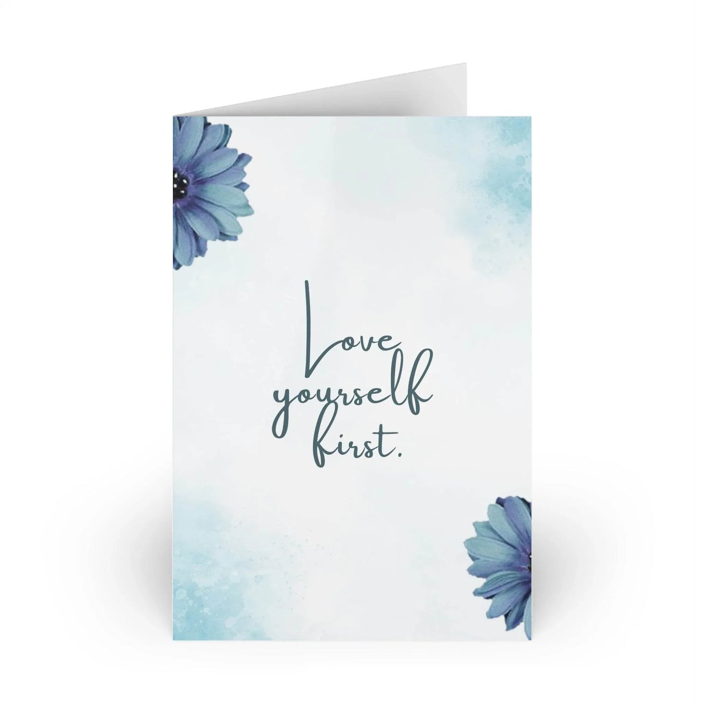 The Dreamer's Bookshop Blue Flower "Love Yourself" Art Print Card - The Dreamer's Bookshop.