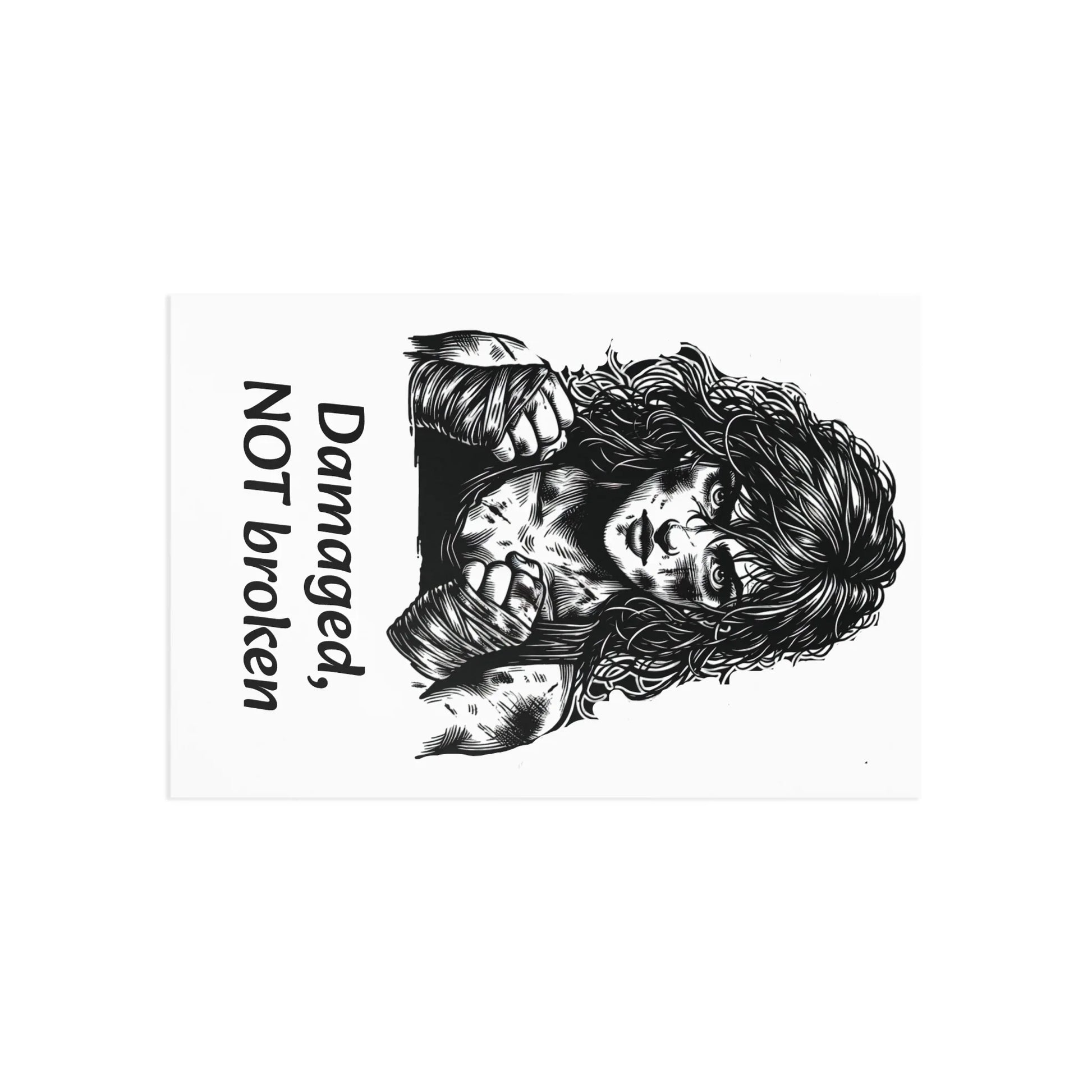 The Dreamer's Bookshop Warrior "Damaged, NOT broken" Art Print Card - The Dreamer's Bookshop.