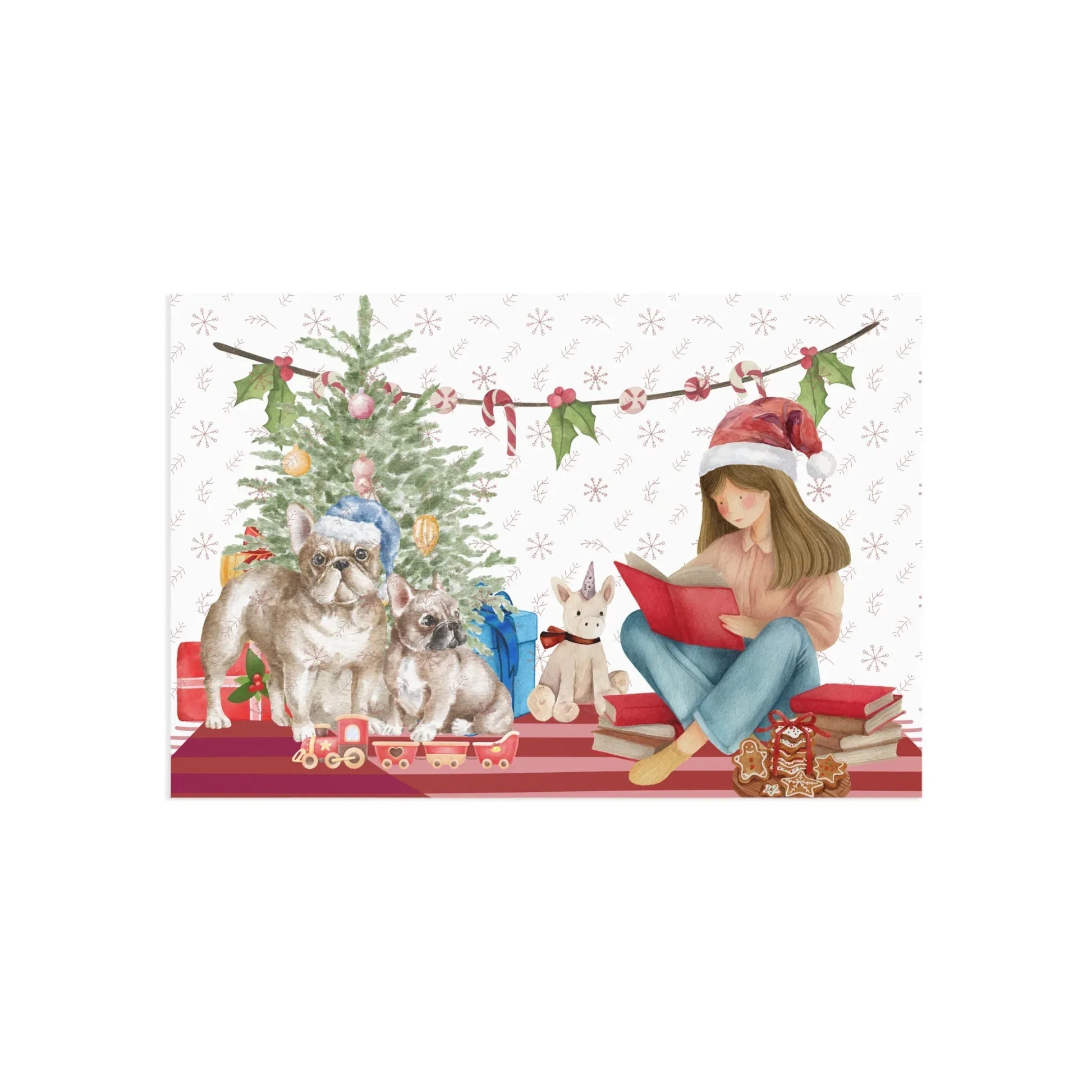 The Dreamer's Bookshop "Festive Pugs" Christmas Card - The Dreamer's Bookshop.
