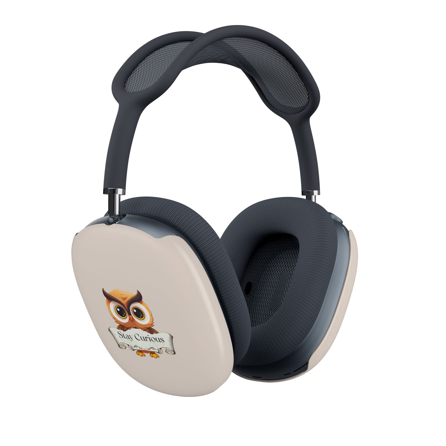Owl 'Stay Curious' AirPod Max Case — Cream Protective Covers with TDL Logo