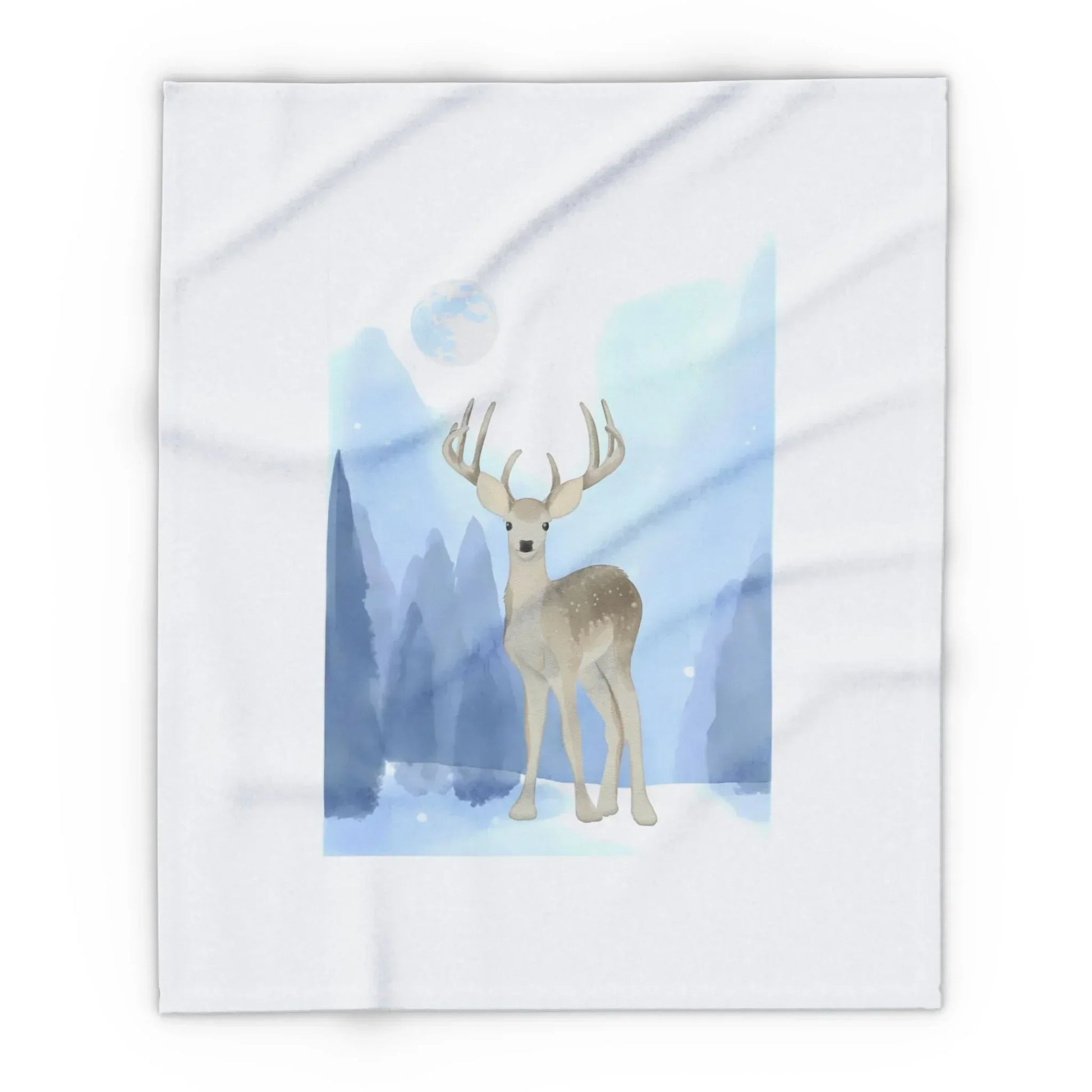 Cozy Arctic Fleece Blanket - Winter Deer Design - The Dreamer's Bookshop.