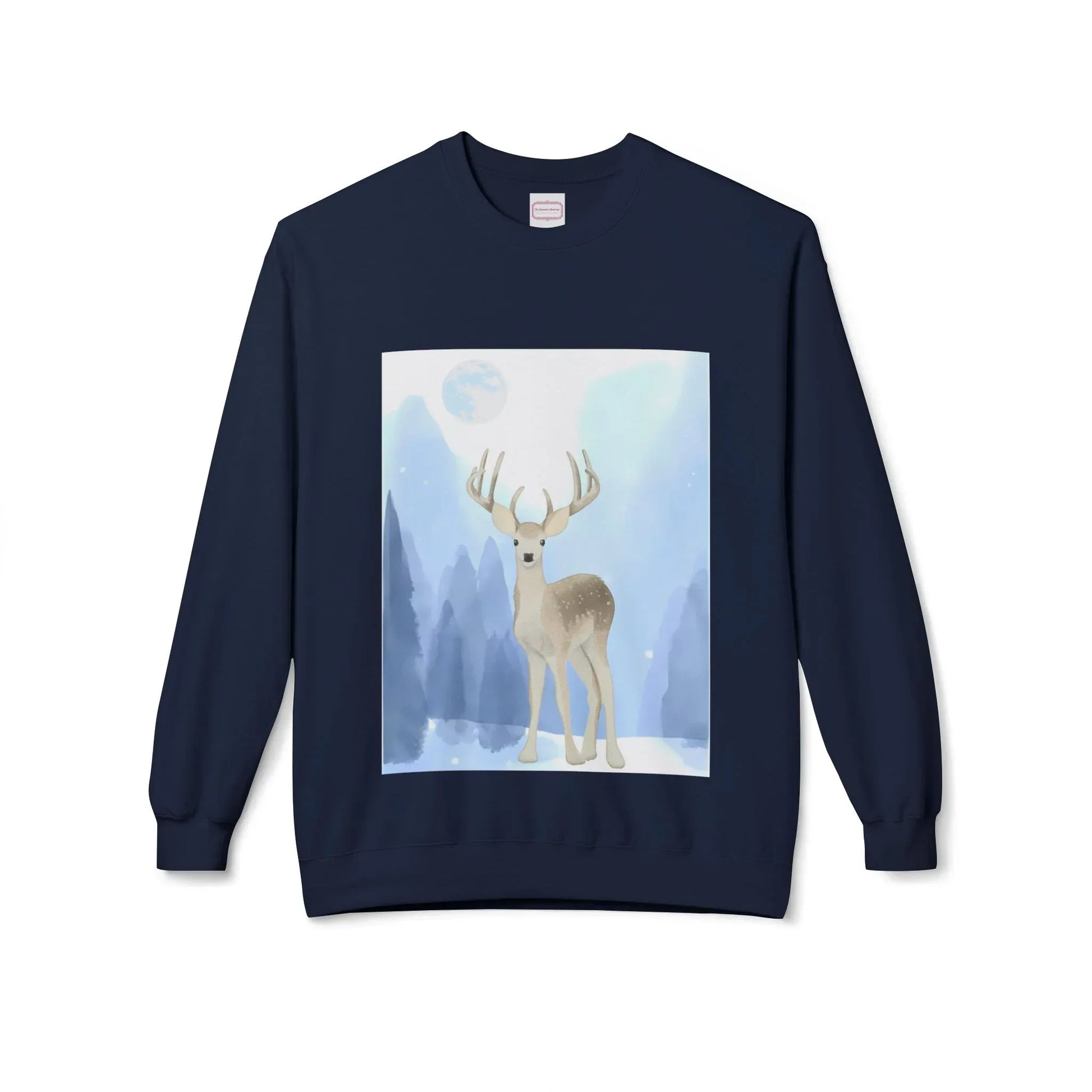 Winter Deer - Unisex Fleece Crewneck Sweatshirt - The Dreamer's Bookshop.