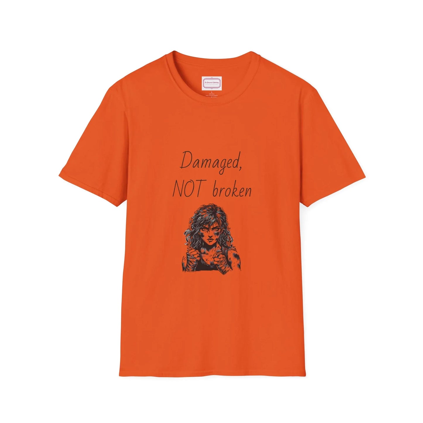 Inspirational Unisex Softstyle T-Shirt - "Damaged, NOT broken" - The Dreamer's Bookshop.