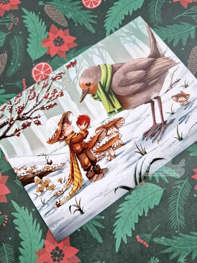 Dreamchaserart - Mushy winter ansichtkaart - The Dreamer's Bookshop.