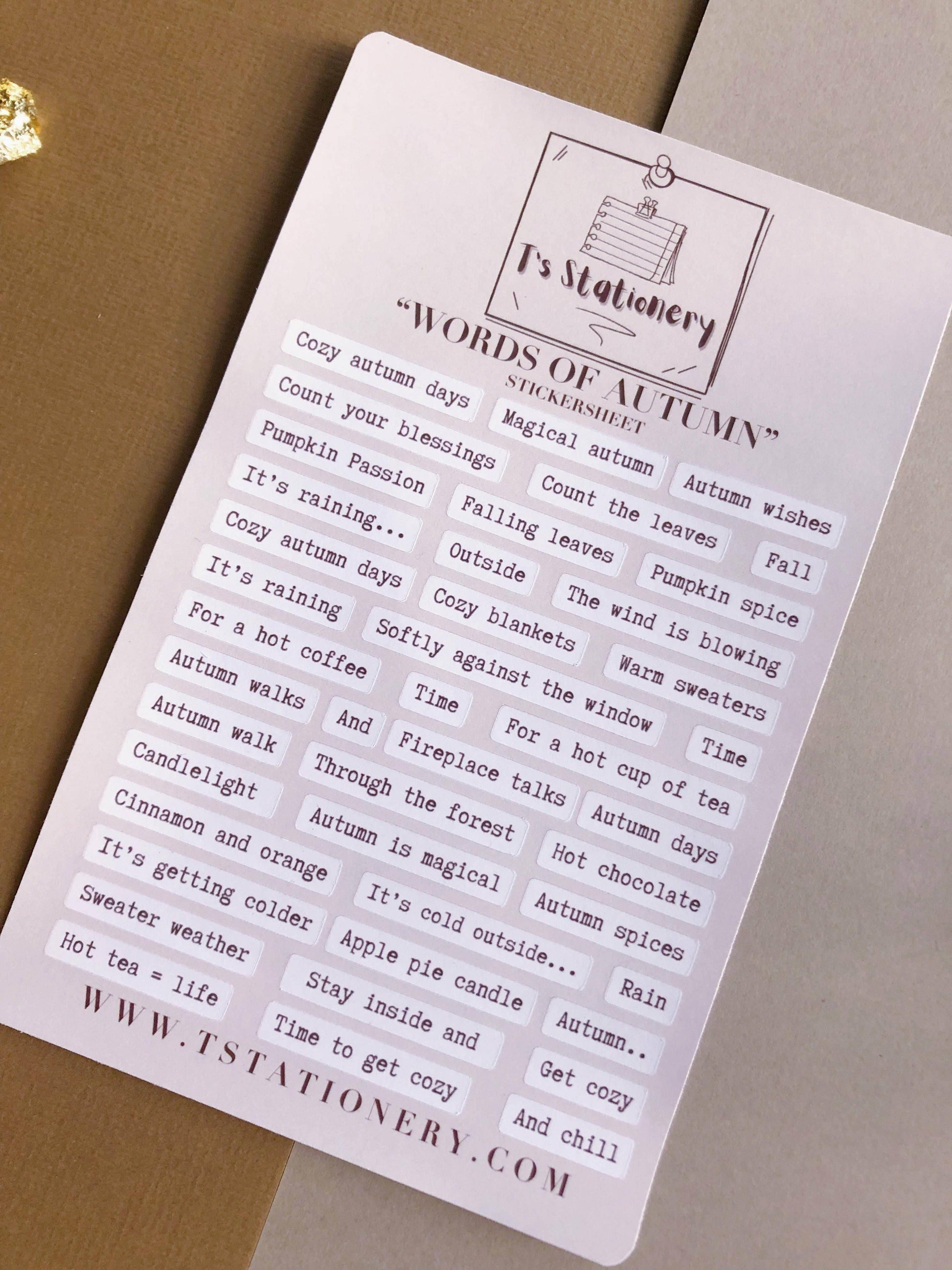 T's Stationery - „Woorden van de herfst” - The Dreamer's Bookshop.