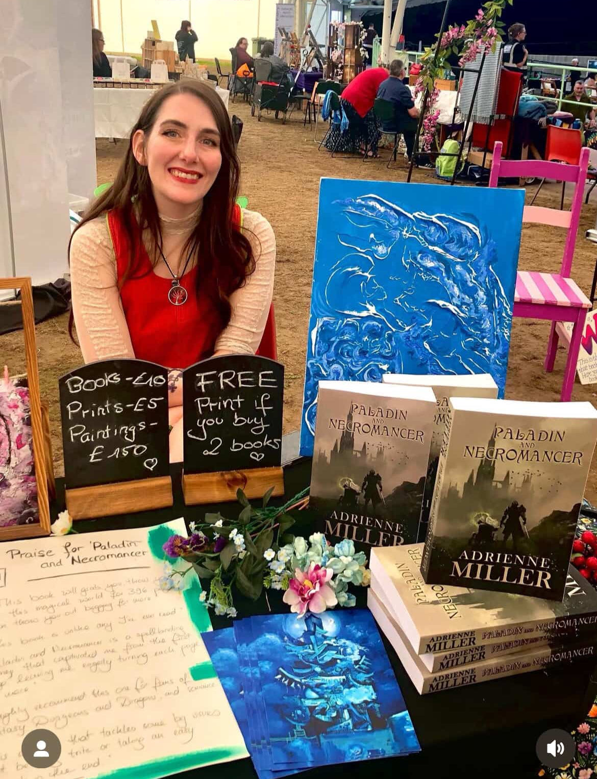 An indie author and her books.