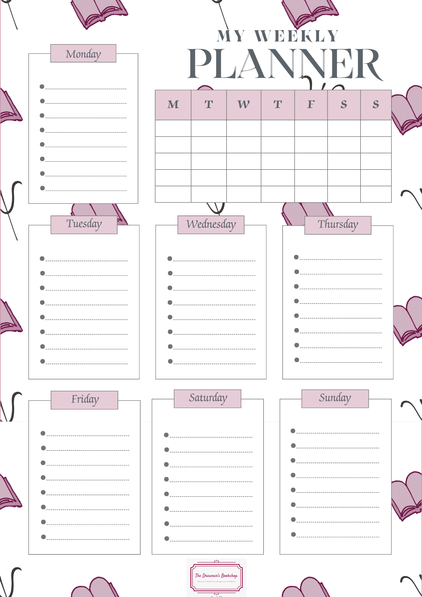 Weekly Planner Note Pads | Stationery for Book Lovers
