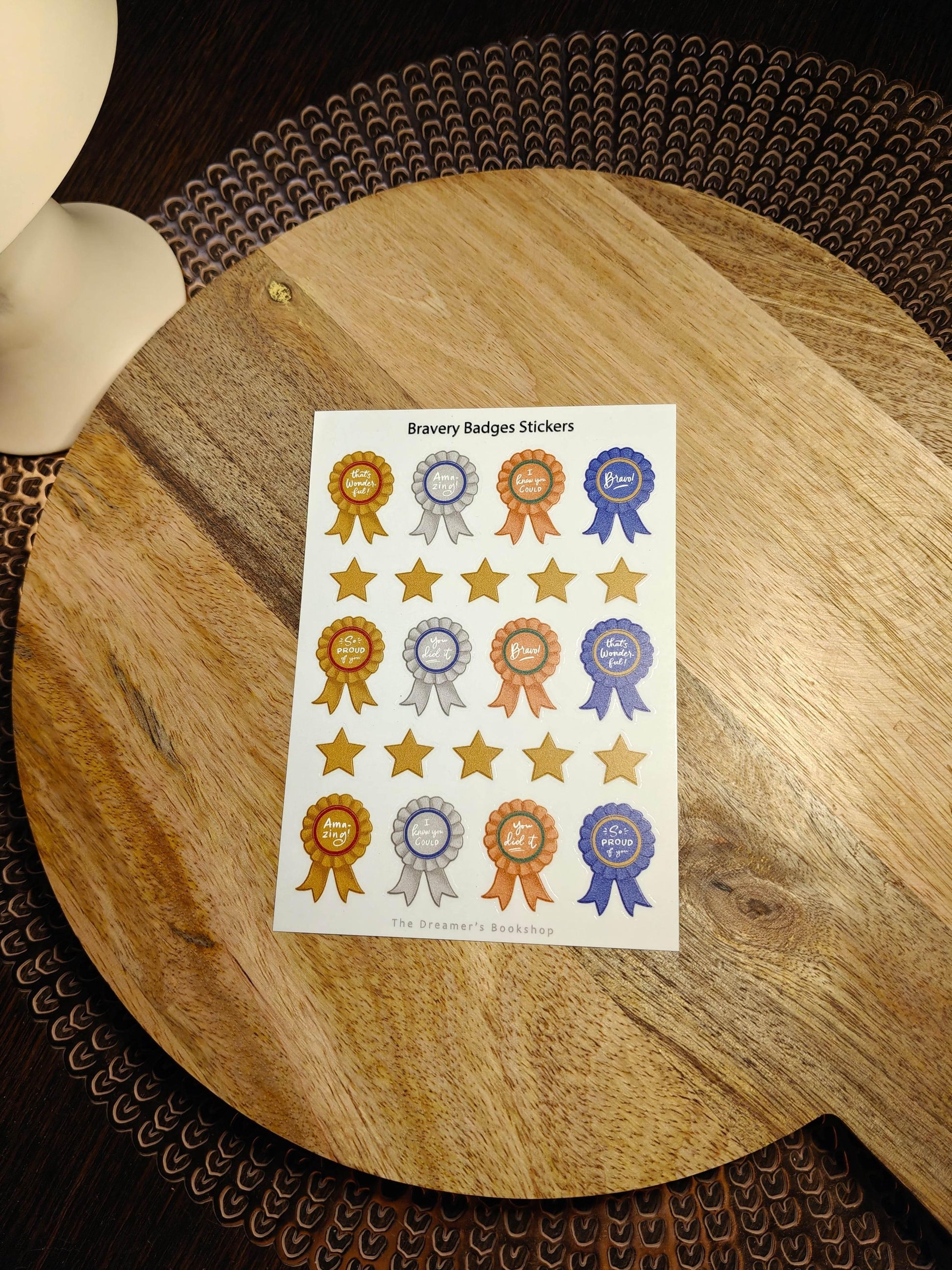 The Dreamer's Bookshop Bravery Badges - Sticker Sheet A6 - The Dreamer's Bookshop.