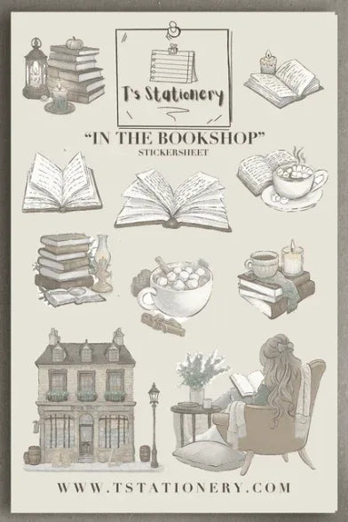 T's Stationery - In The Bookshop - Sticker Sheet - The Dreamer's Bookshop.