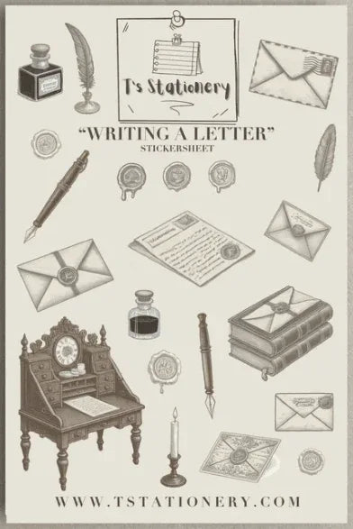 T's Stationery - Writing a Letter - Sticker Sheet - The Dreamer's Bookshop.