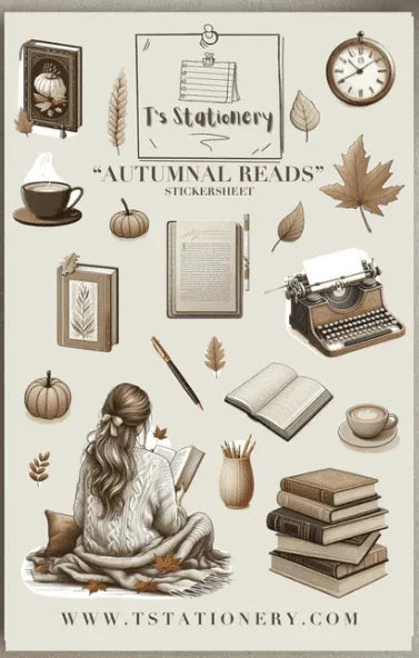 T's Stationery - Autumnal Reads - Sticker Sheet - The Dreamer's Bookshop.