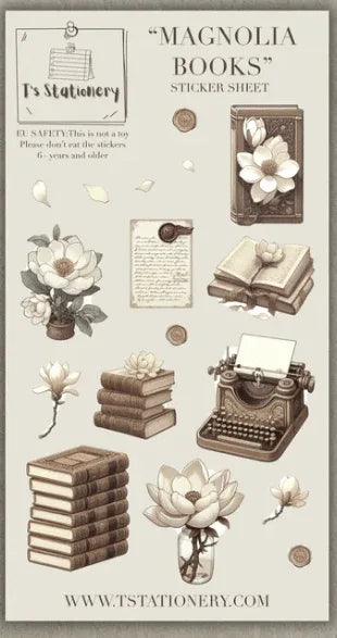 T's Stationery - Magnolia Books - Sticker Sheet - The Dreamer's Bookshop.