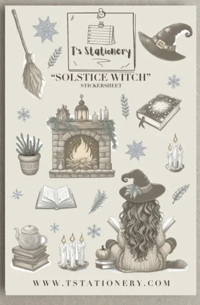 T's Stationery - Solstice Witch - Sticker Sheet - The Dreamer's Bookshop.