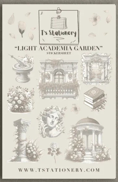 T's Stationery - Light Academia Garden - Sticker Sheet - The Dreamer's Bookshop.