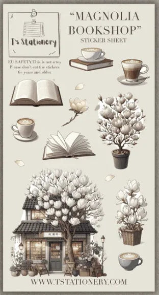 T's Stationery - Magnolia Bookshop - Sticker Sheet - The Dreamer's Bookshop.