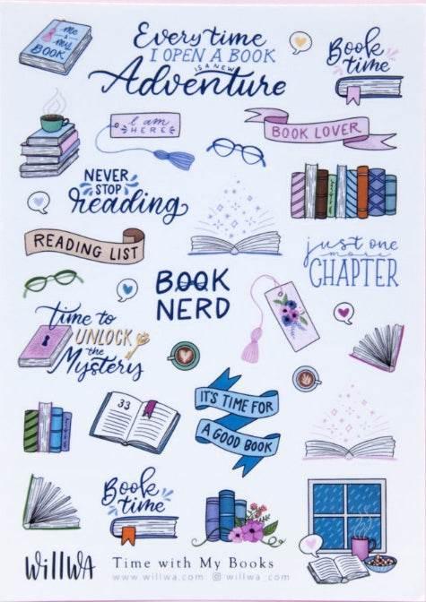 Willwa - Time with My Books - Sticker Sheet - The Dreamer's Bookshop.