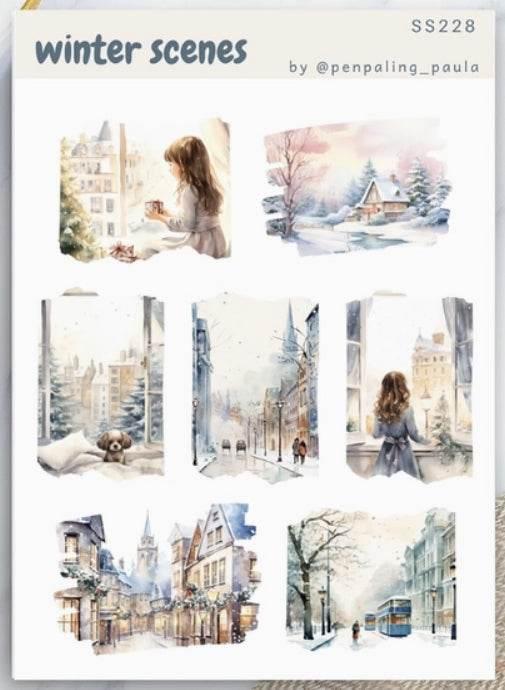 Penpaling Paula - Wintertaferelen - Stickervel - The Dreamer's Bookshop.