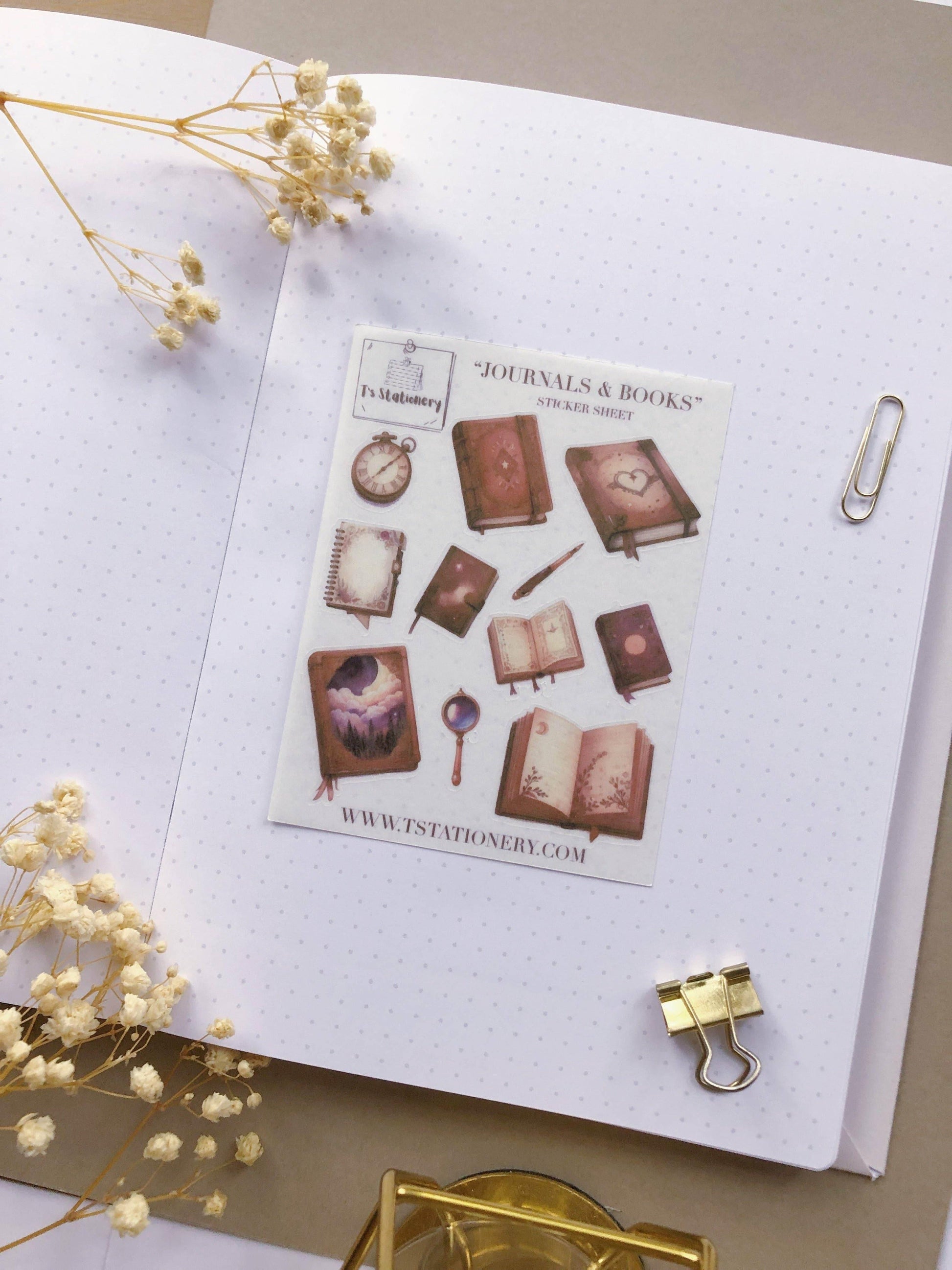 T's Stationery - Washi-stickervel „Books & Journals” - The Dreamer's Bookshop.
