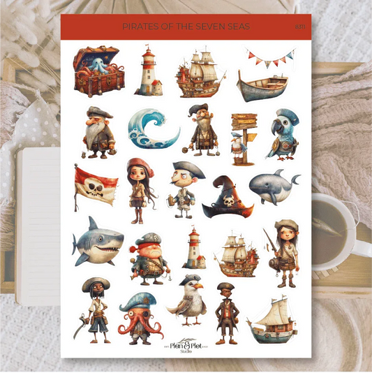 Plan & Plot Studio - Piraten van de zeven zeeën | Stickers - The Dreamer's Bookshop.