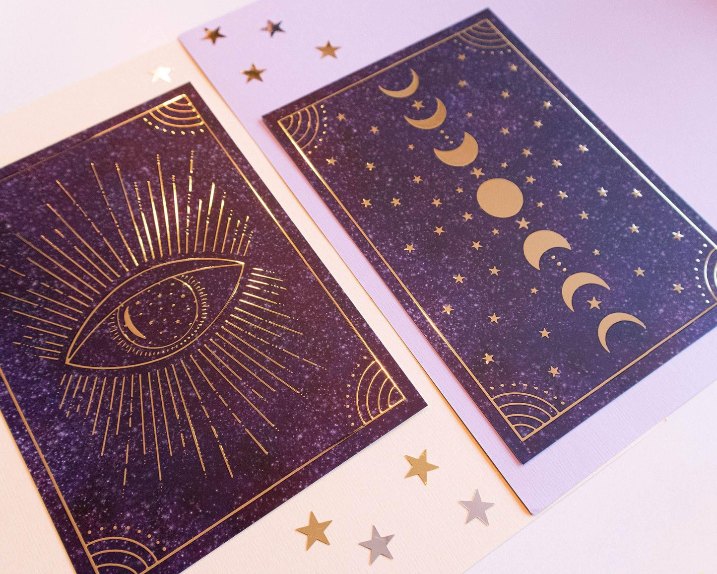 Basically Britt - Set of 2 Magical Moon Gold Foil Prints - The Dreamer's Bookshop.