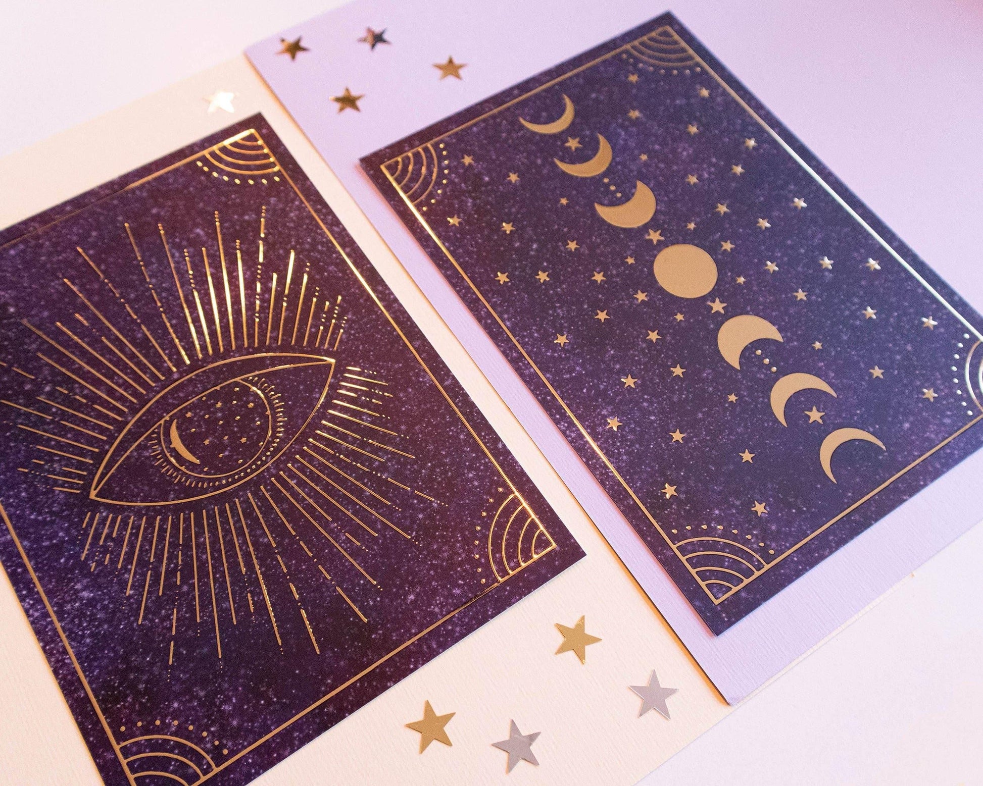 Basically Britt - Set of 2 Magical Moon Gold Foil Prints - The Dreamer's Bookshop.
