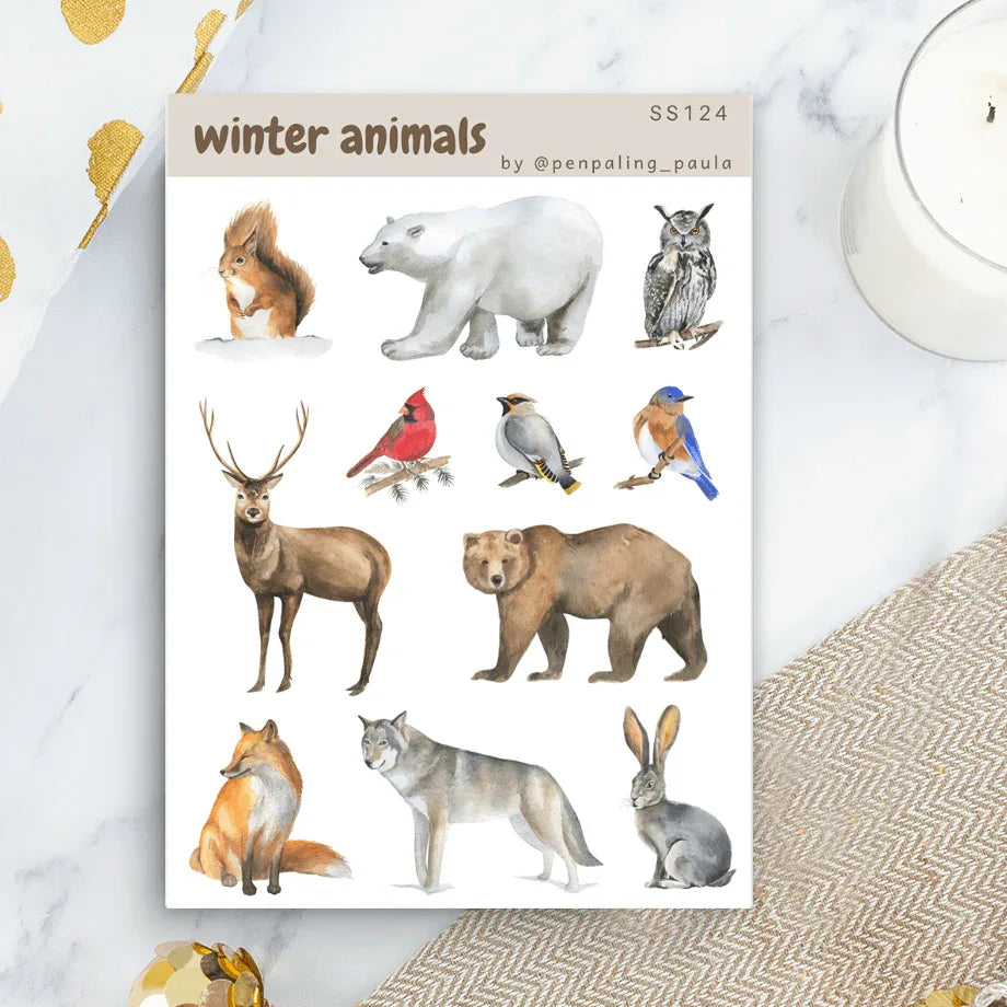 Penpaling Paula - Winter Dieren - Stickervel - The Dreamer's Bookshop.