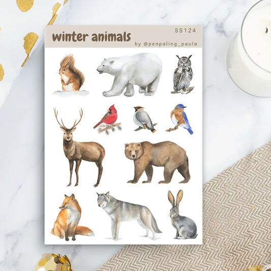Penpaling Paula - Winter Dieren - Stickervel - The Dreamer's Bookshop.