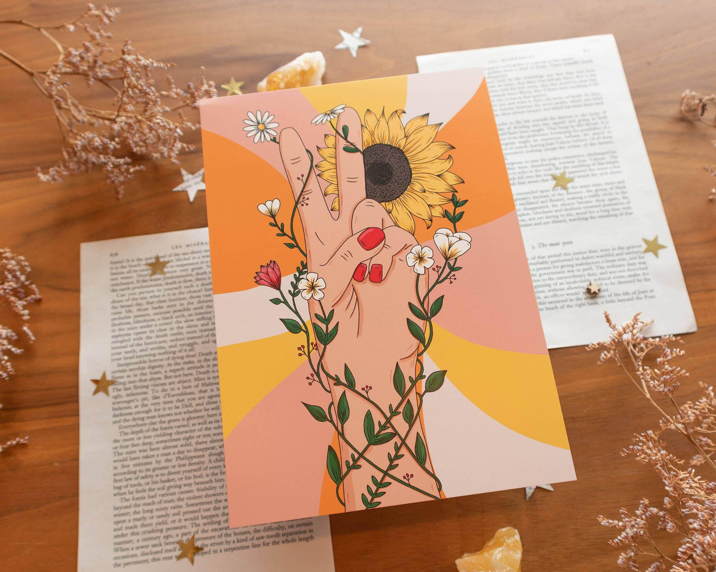 Basically Britt - Peace Sign Print A5 with Flowers - Make Peace - The Dreamer's Bookshop.