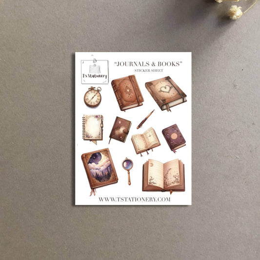 T's Stationery - Washi-stickervel „Books & Journals” - The Dreamer's Bookshop.
