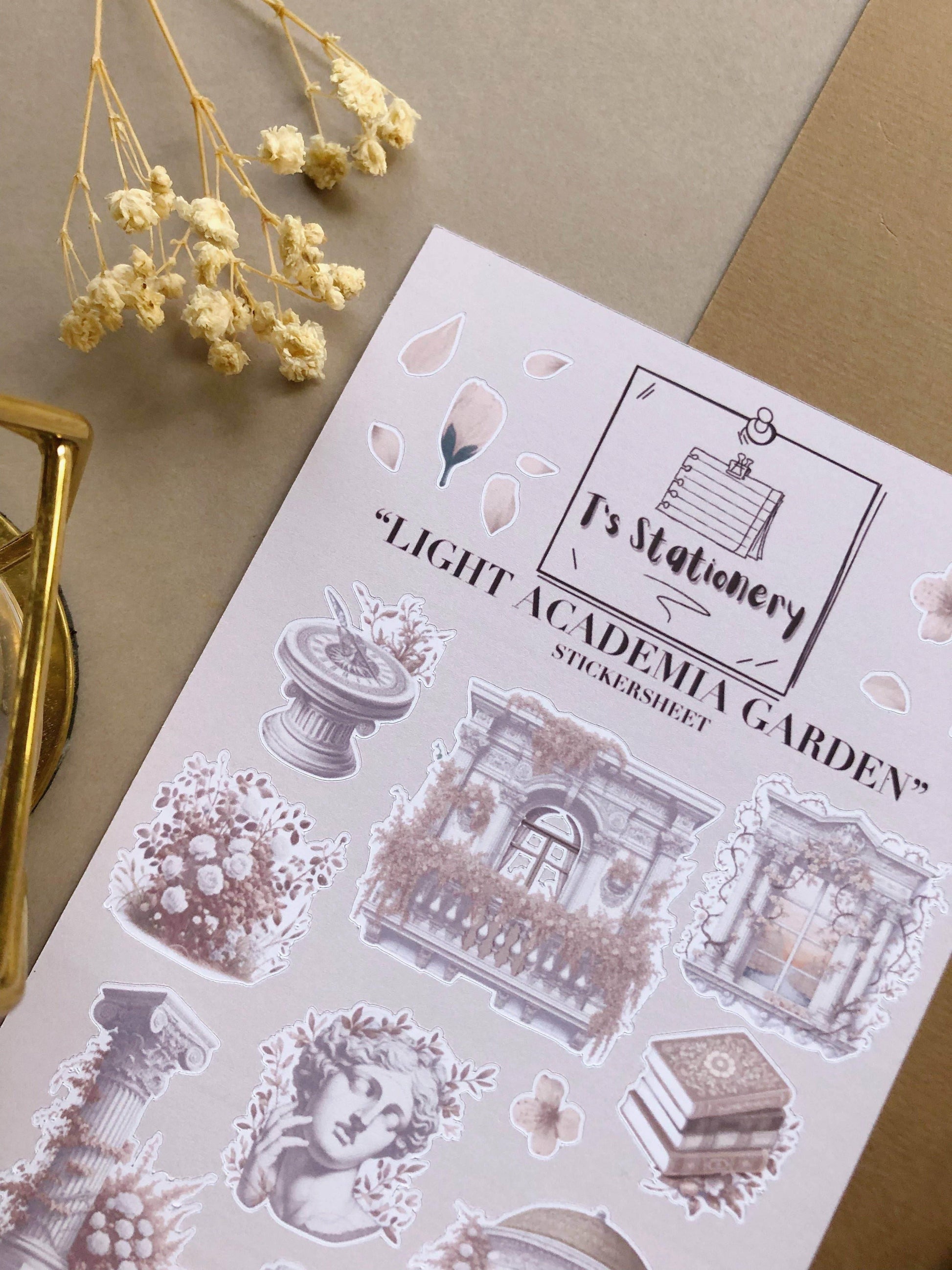 T's Stationery - Stickervel „Light Academia Garden” - The Dreamer's Bookshop.