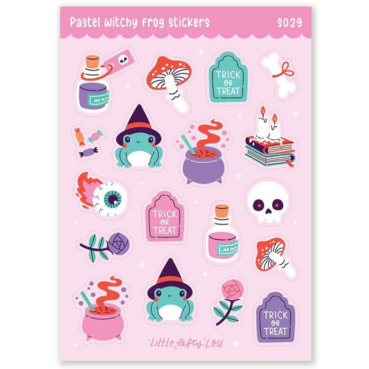 Little Lefty Lou - Pastel Witchy Frog matte waterdichte stickers - The Dreamer's Bookshop.
