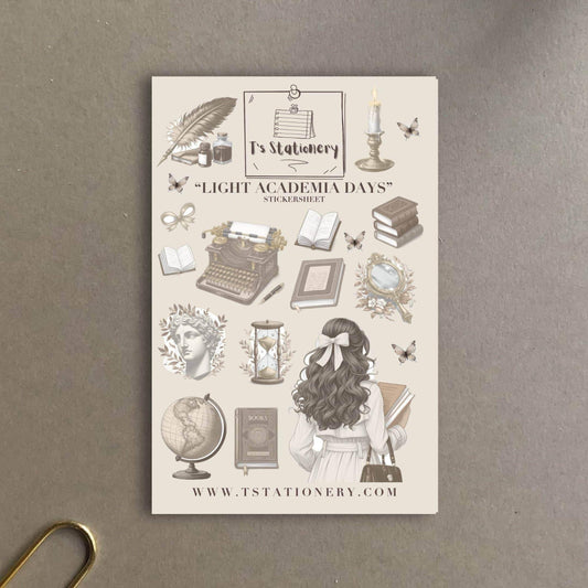 T's Stationery - Stickervel „Light Academia Days” - The Dreamer's Bookshop.