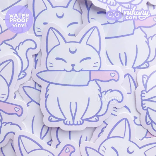 Nikury - White Meowgic | Protect Cat Vinyl Sticker - The Dreamer's Bookshop.