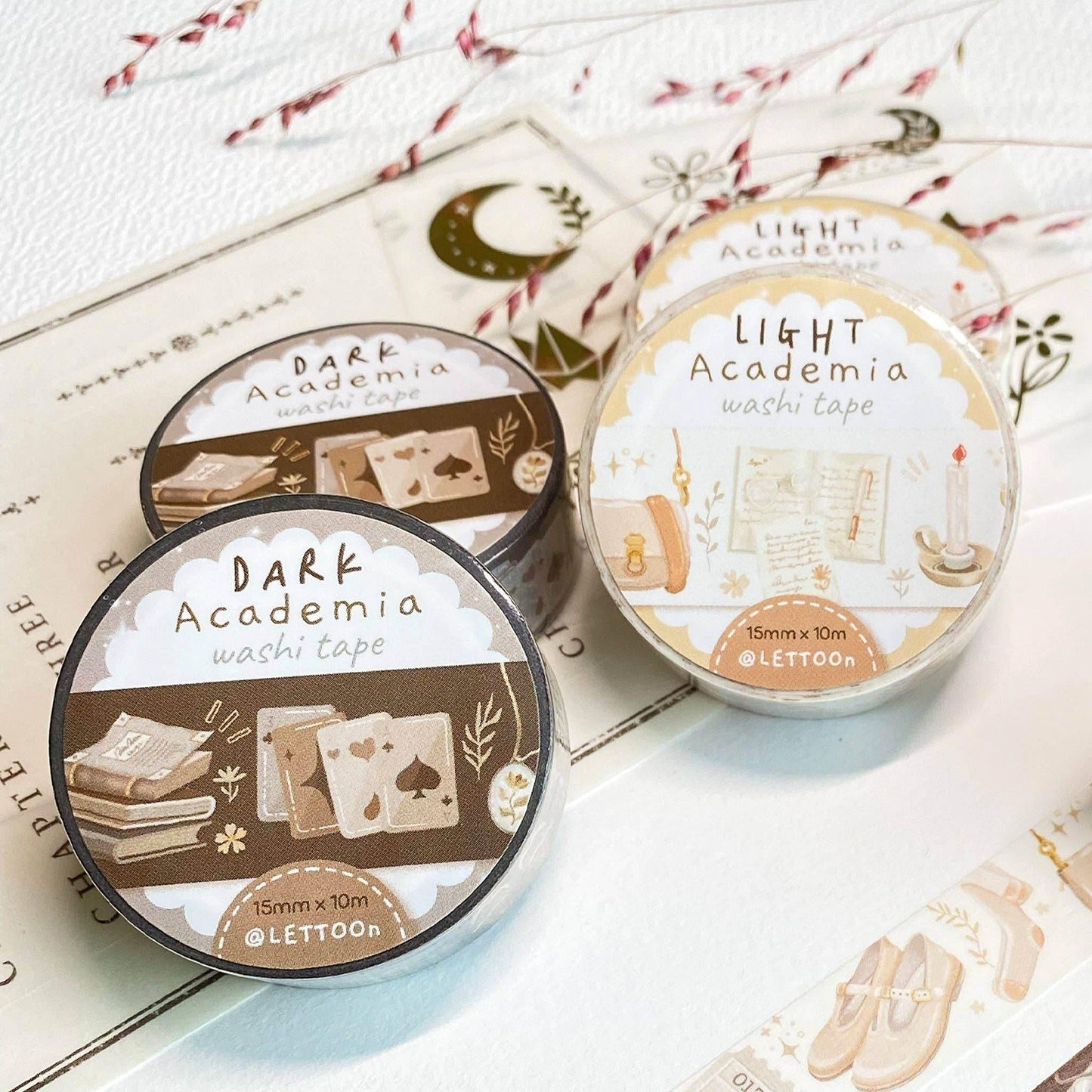 LETTOOn - Washi Tape - Dark & Light Academia - The Dreamer's Bookshop.