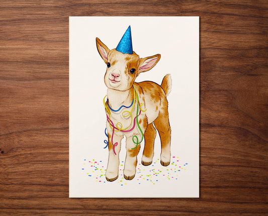 Firlefanz Design - Ansichtkaart „Birthday goat” - The Dreamer's Bookshop.