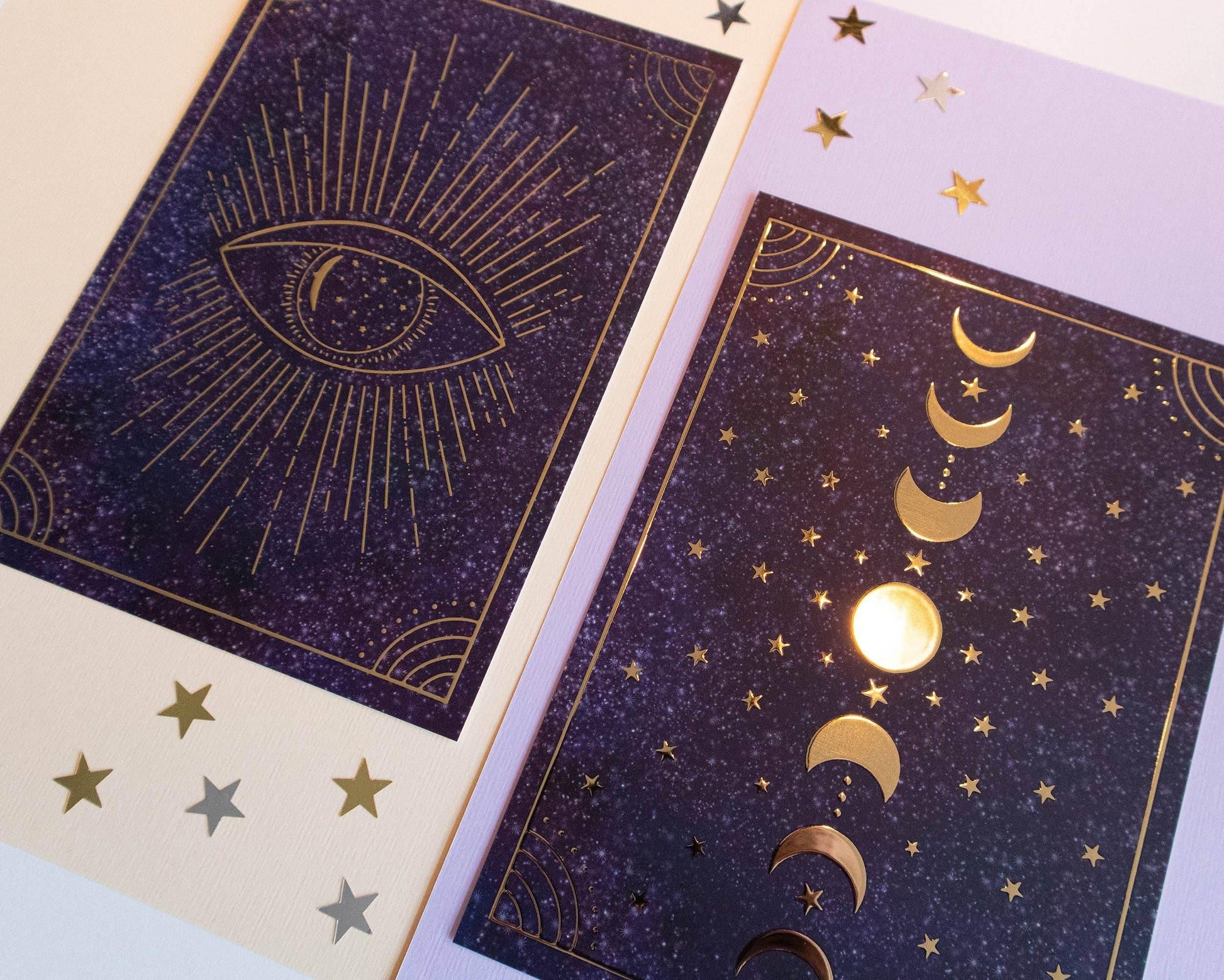 Basically Britt - Set of 2 Magical Moon Gold Foil Prints - The Dreamer's Bookshop.