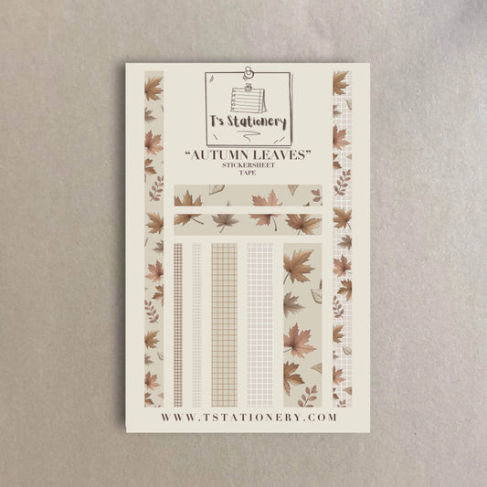 T's Stationery - Stickertape met goudfolie „Autumnal Leaves” (kastanjebruin) - The Dreamer's Bookshop.