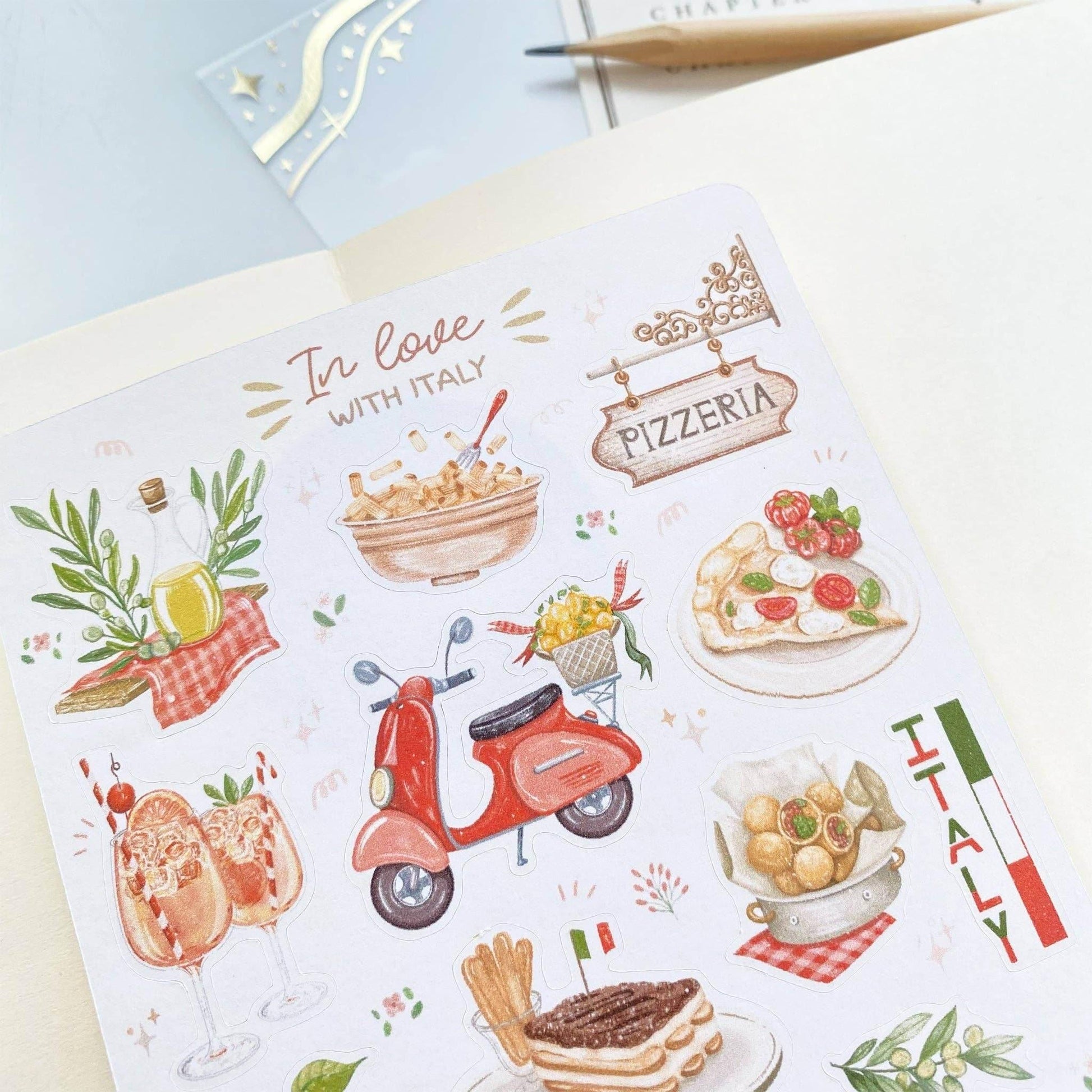 LETTOOn - Stickervel - In Love With Italy - The Dreamer's Bookshop.