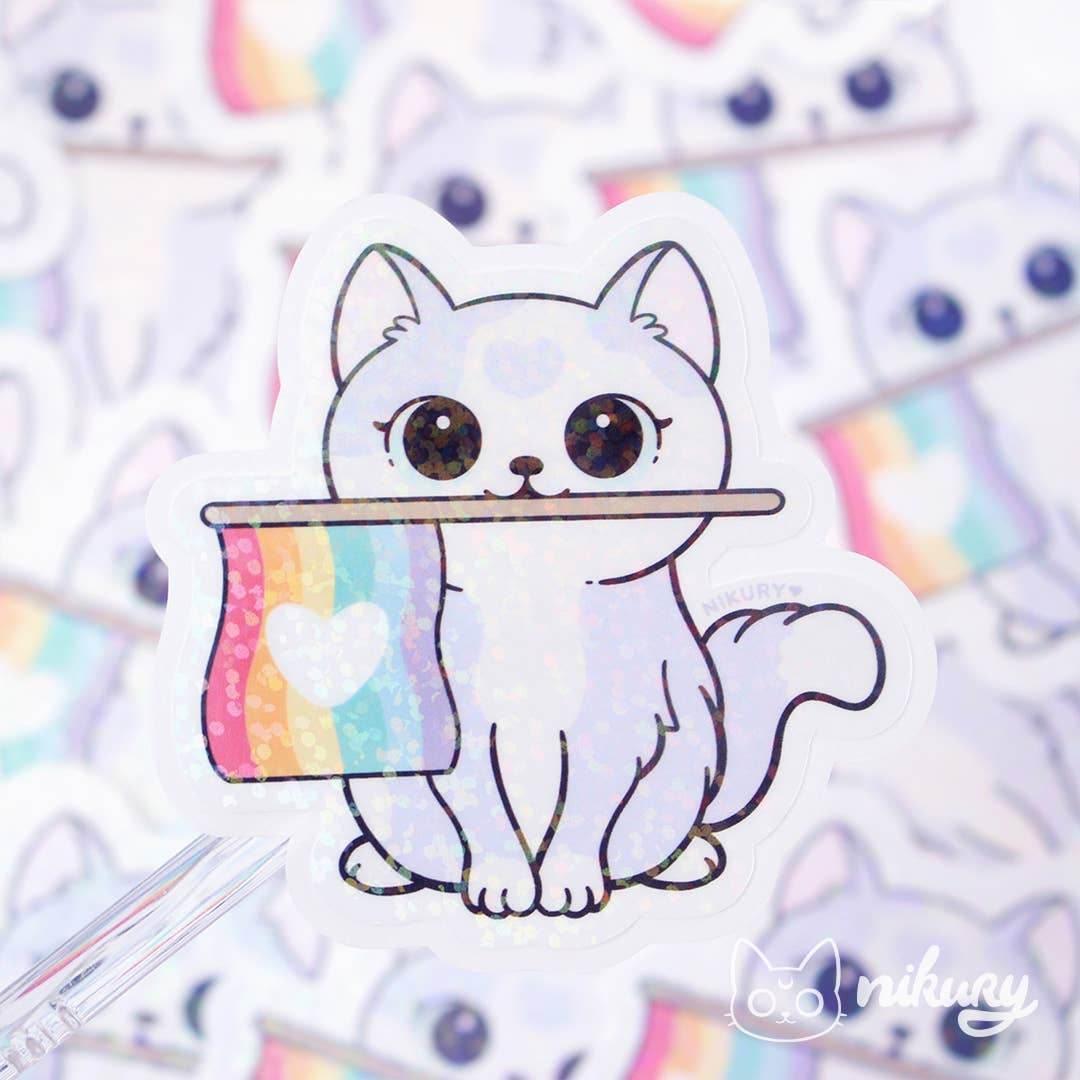 Nikury - Purride kattenstickers met glitter - The Dreamer's Bookshop.