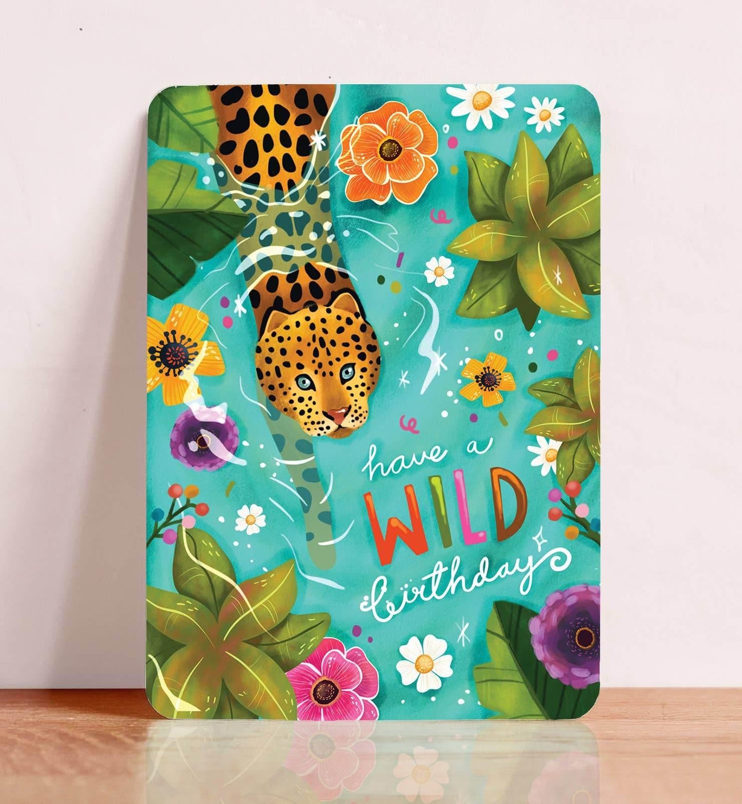 Aniet Illustration - Kaart verjaardag felicitatie cheetah wild ansichtkaart - The Dreamer's Bookshop.