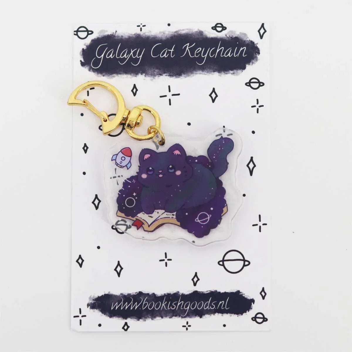Bookish Goods - Sleutelhanger Acryl Galaxy Cat - The Dreamer's Bookshop.