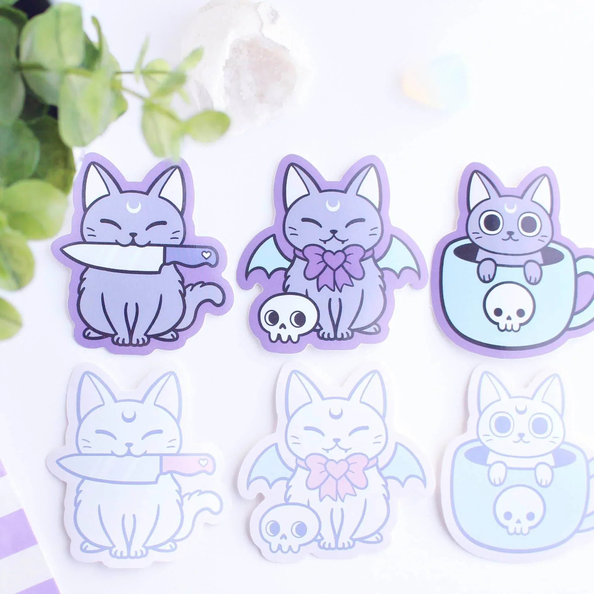 Nikury - White Meowgic | Protect Cat Vinyl Sticker - The Dreamer's Bookshop.
